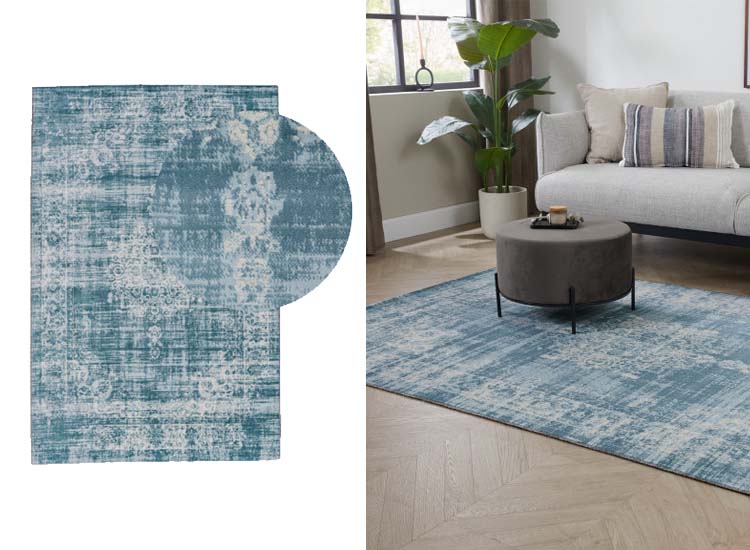 Afbeelding van Lifa Living Cool Vintage Vloerkleed Light Blue - in verschillende afmetingen