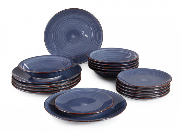 Lifa Living 18 delig Bordenset - Servies 6 personen - Blauw - Keramiek