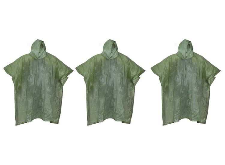 Afbeelding van 3 Benson Regenponcho's - One size - Groen