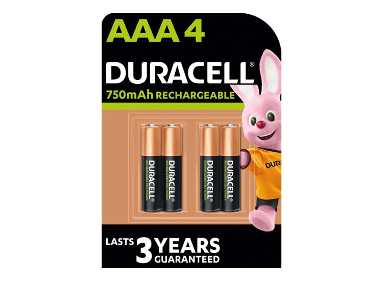 Afbeelding van 4 Duracell Rechargeable AAA 750mAh batterijen - oplaadbare batterijen