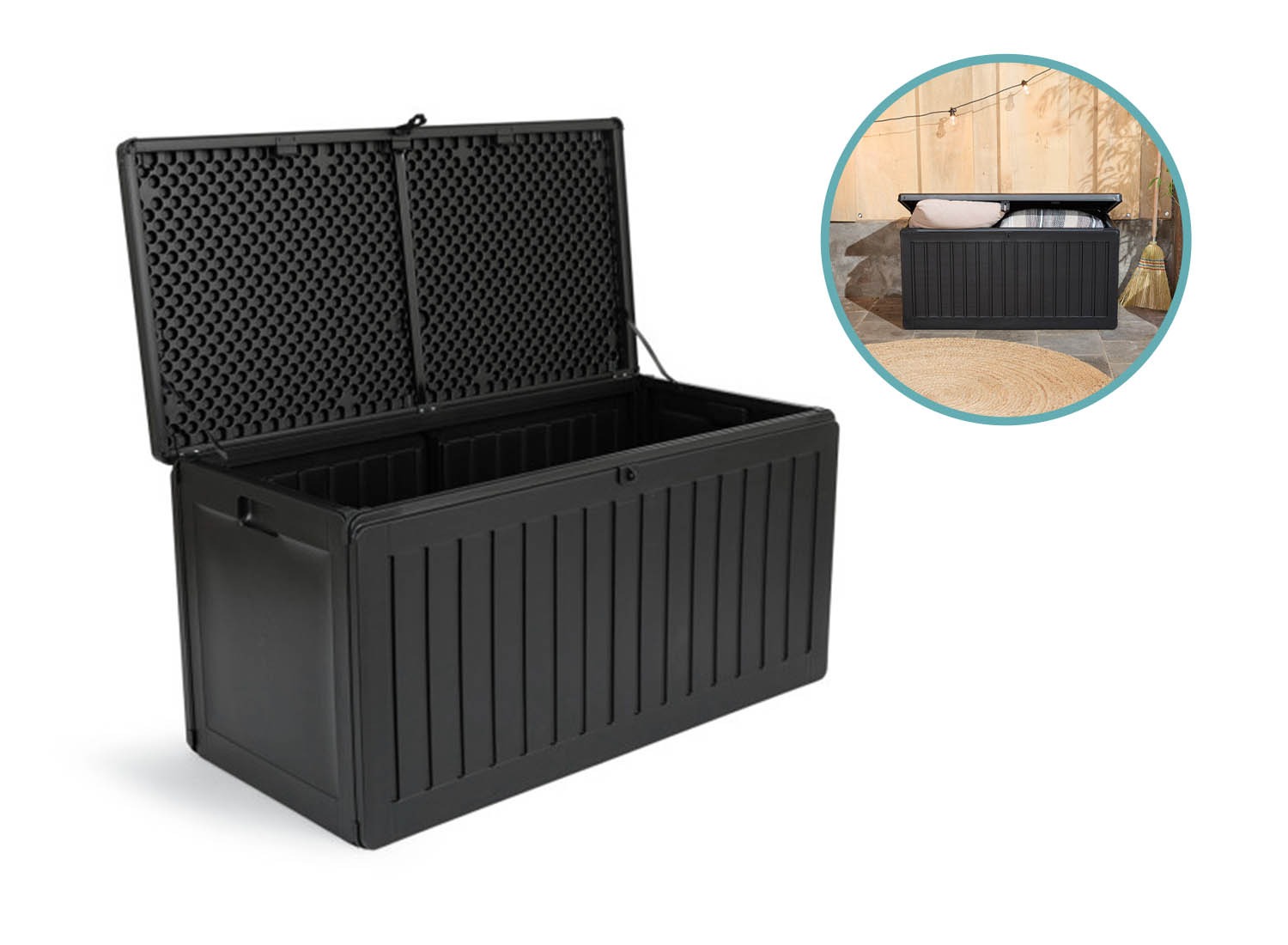 Deal Donkey - 909 Outdoor Premium Opbergbox - 270L - 109 X 52 X 55 Cm - Zwart Deal Donkey - 909 Outdoor Premium Opbergbox - 270L - 109 X 52 X 55 Cm - Zwart