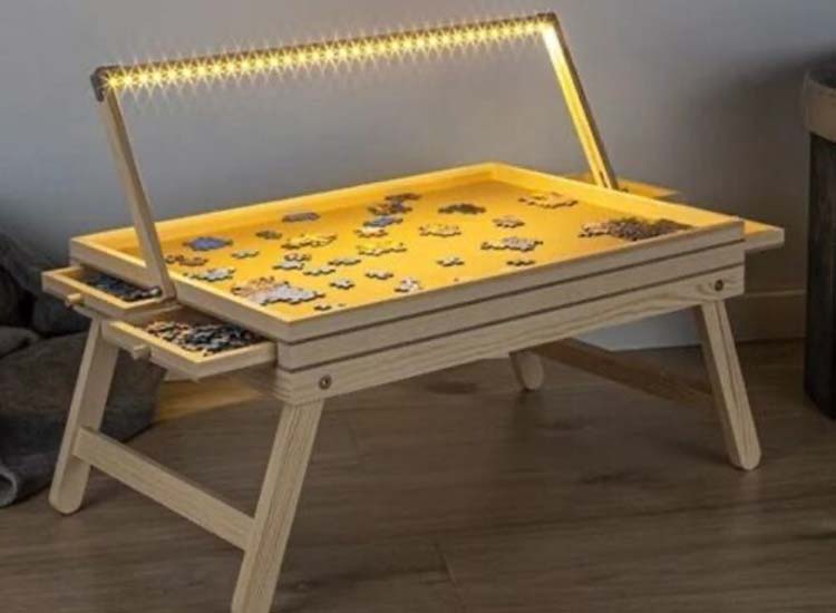 Hi Puzzelplaat met opberglades - Incusief verlichting - 1.000 Stukjes (2de Kans Deal) afbeelding