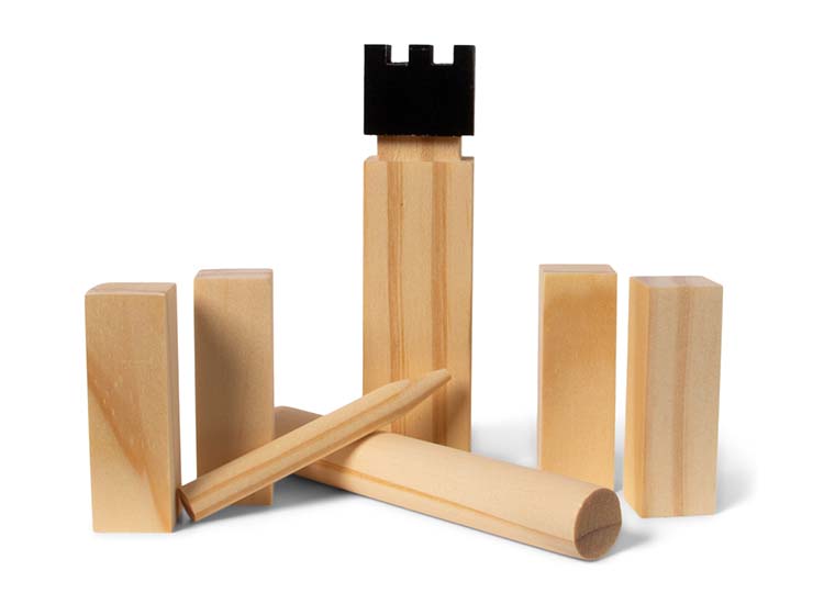 SENZA Kubb Spel - Houten kegels - Compact strandspel - Met opbergzak