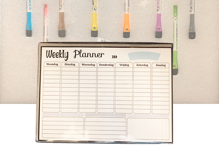 FEDEC Magnetisch Weekplanner whiteboard - Planbord - Inclusief stiften & wisser - 32 x 30 CM - Wit